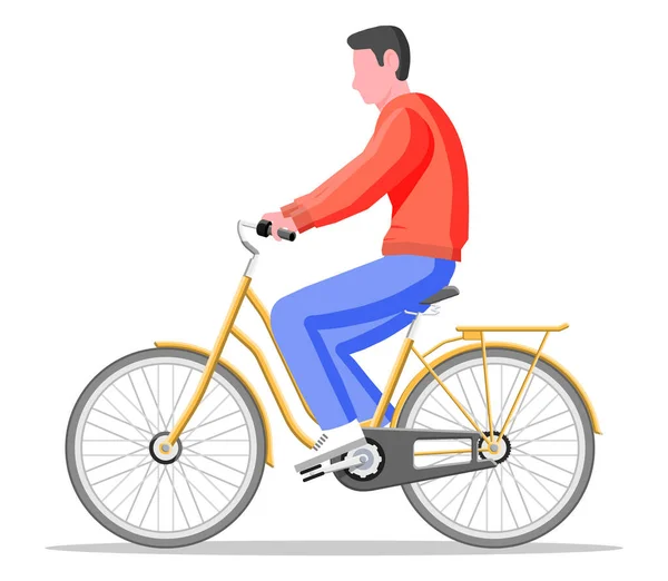 Man on old city bicycle. — Stock Vector