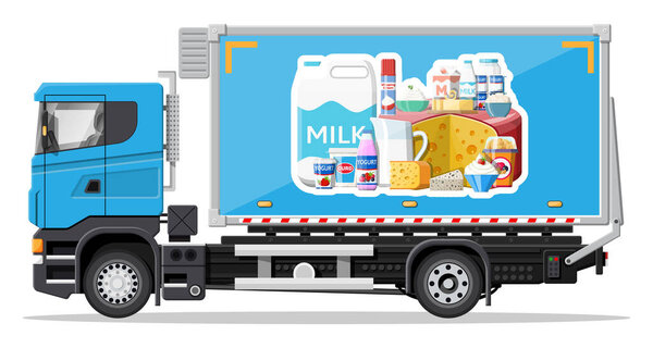 Truck car full of milk products