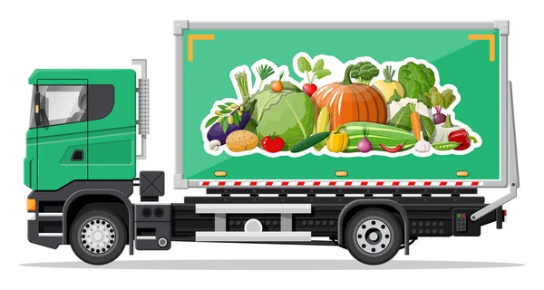 Carro de caminhão cheio de produtos hortícolas — Vetor de Stock