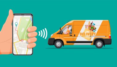 Yemek ve akıllı telefon dolu bir minibüs..