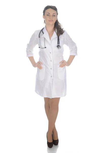 Médica Feminina Roupas Médicas Brancas — Fotografia de Stock