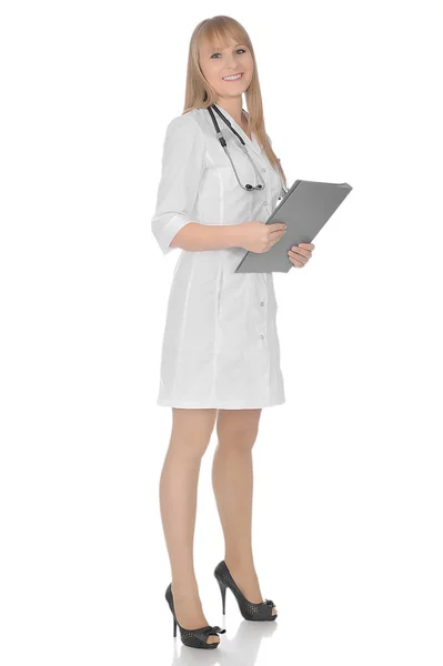 Ärztin Weißer Medizinischer Kleidung — Stockfoto
