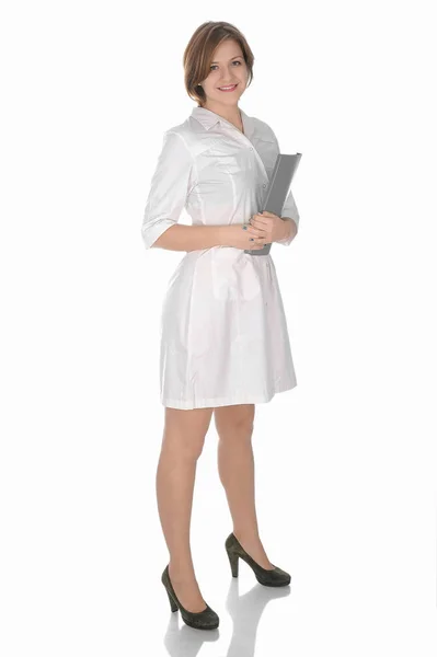 Femme Médecin Blanc Vêtements Médicaux — Photo