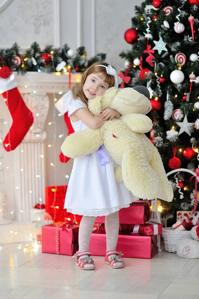 Beautiful Girl Gift Christmas Decor — Stock Photo, Image