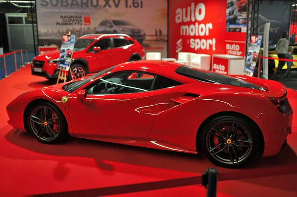 Červené Ferrari Subaru Varšava Motor Show 2018 — Stock fotografie