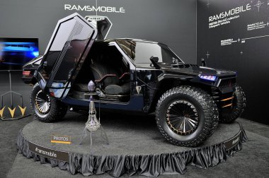 Frankfurt, Almanya - Eylül 2019: Siyah Ramsmobile Rm-X2 tabanlı 