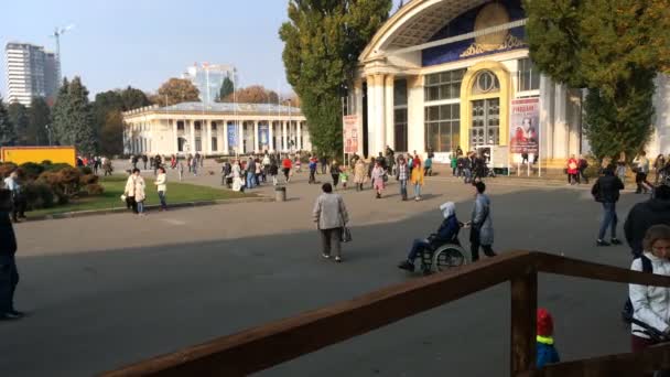 Kiev Oekraïne Oktober 2018 Mensen Lopen Hun Vrijetijd Doorbrengen Stadspark — Stockvideo