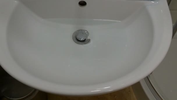 Water Flows Drain Hole Sink Whirlpool Running Water Representing Water — Stock Video