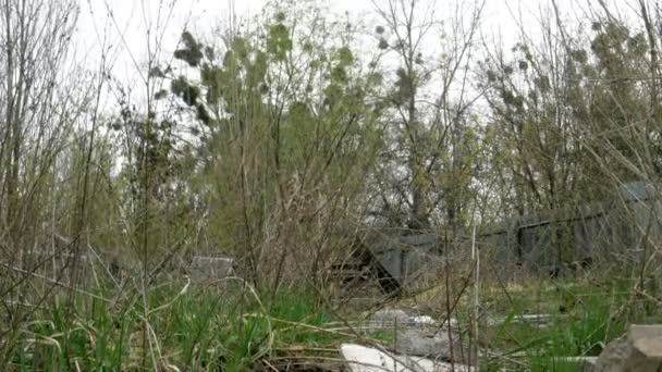 Terreno Abandonado Con Basura Viejos Materiales Construcción Residuos Tierras Terrenos — Vídeos de Stock