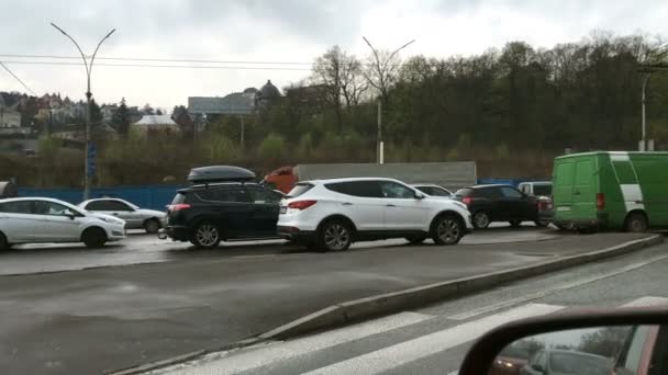 Kiev Oekraïne April 2019 Rush Hour Overbelaste Wegen Veel Auto — Stockvideo