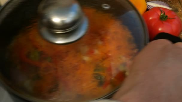 Zelfgemaakte Gerechten Concept Van Gezond Vegetarisch Mager Voedsel Groente Minestrone — Stockvideo