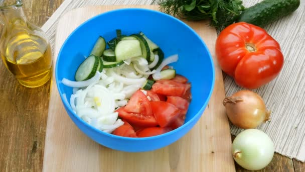 Homemade Vegetarian Healthy Food Human Hands Cut Juicy Herbs Dill — Stock Video