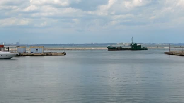 Pier Mar Navio Que Navega Porto Odessa Porto Navio Carga — Vídeo de Stock