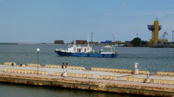 Quai Dans Mer Navire Qui Navigue Dans Port Odessa Port — Video