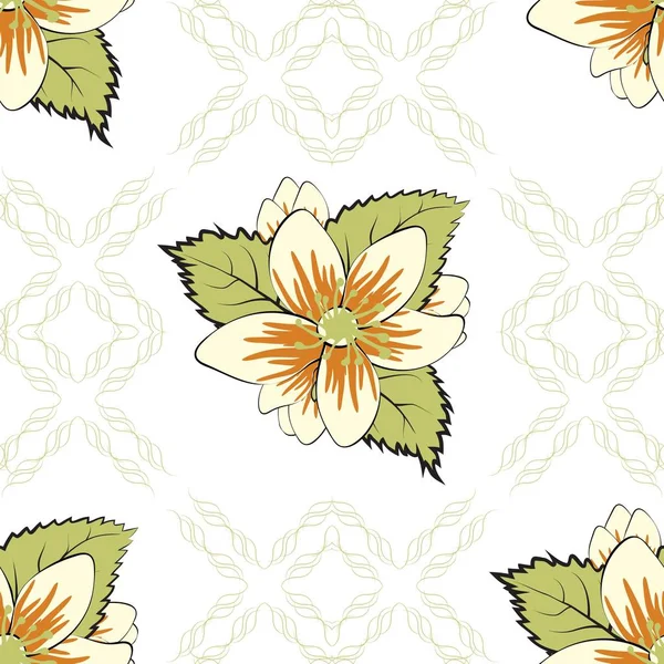 Patrón Flores Vintage Sin Costuras — Vector de stock