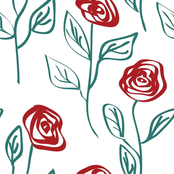 Padrão Rosas Sem Costura Vetor Floral Fundo Vetor Eps —  Vetores de Stock