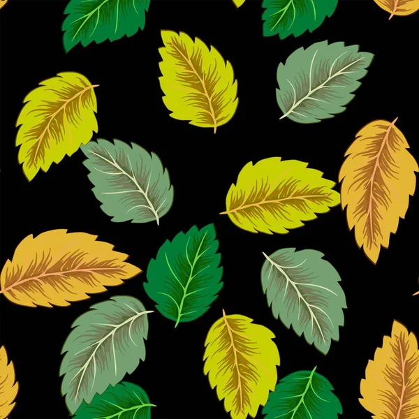Fliegende Grüne Blätter Auf Dunklem Hintergrund Frisches Frühlingslaub Vektorillustration Umwelt — Stockvektor