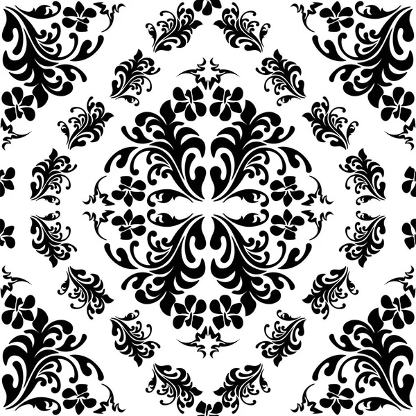 Ornate Damask Vintage Wallpaper Vector Seamless Pattern — Stock Vector