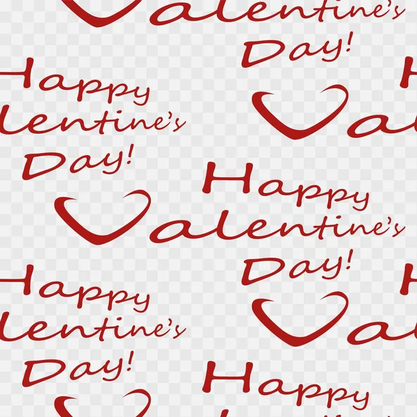 Valentinstag Nahtloses Muster Mit Gratulierenden Inschriften Und Herzen Auf Einem — Stockvektor