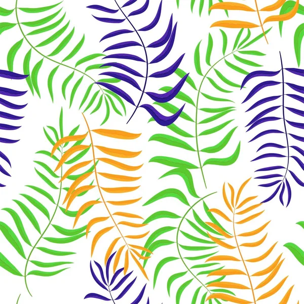 Tropical Leaves Palm Seamless Vector Pattern — Stock Vector
