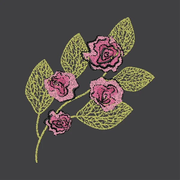Ilustracja Wektorowa Rose Doodle Stylu Projektowanie Druk Logo Wystrój Tekstyliów — Wektor stockowy