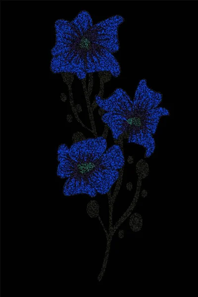 Ветвь Синих Кукурузных Цветов Векторная Иллюстрация — стоковый вектор