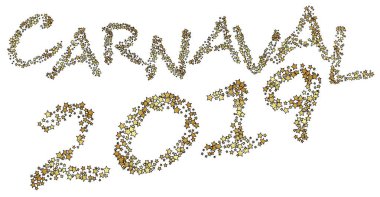 Karnaval el metin yazı banner, kart, logo, simge, davetiye şablon. Vektör çizim renkli parti elemanları ile.