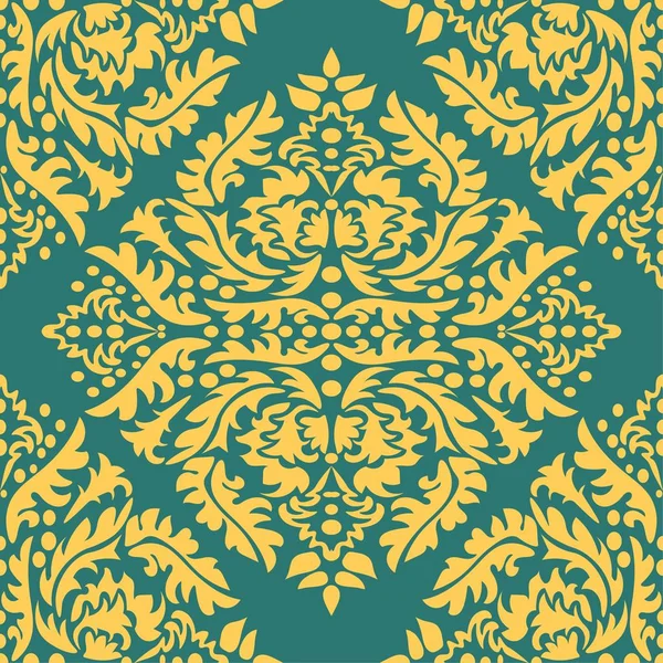 Klasik sorunsuz vektör desen. Damasko şark sarı süsleme. Klasik vintage arka plan. Şark süsleme kumaş, duvar kağıdı ve ambalaj için.