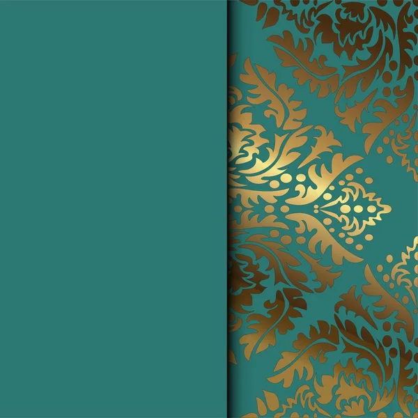 Vector vintage fundo decorativo floral para cartão de convite de design, livreto, impressão. Ouro e verde . —  Vetores de Stock