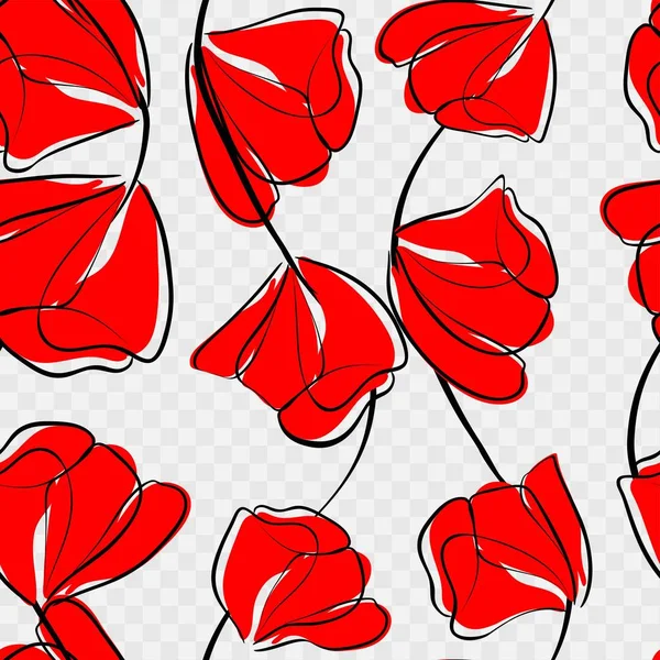 Des coquelicots rouges. Modèle sans couture. Illustration vectorielle eps 10 . — Image vectorielle