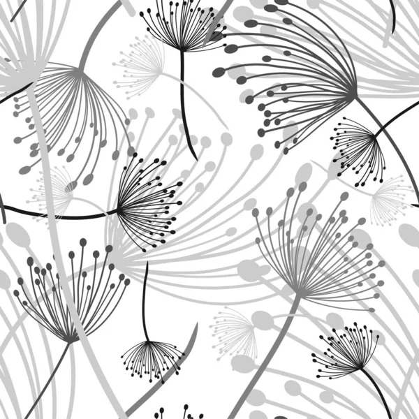 Dientes de león pelusa sin costura patrón vector ilustración eps 10 . — Archivo Imágenes Vectoriales