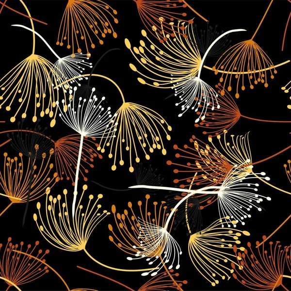 Seamless pattern. Flying of dandelion seeds. Stylish repeating texture. vector.