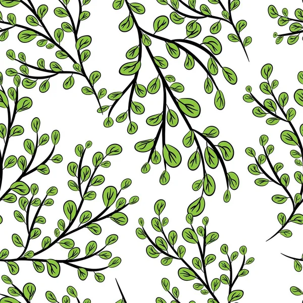 Ветвь с зелеными листьями бесшовные векторные иллюстрации eps 10 . — стоковый вектор