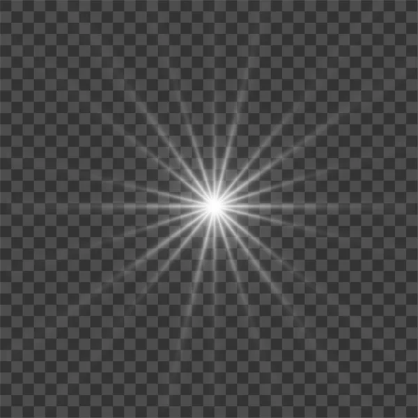 White beautiful light explodes with a transparent explosion. Vector, bright illustration for perfect effect with sparkles. Bright Star. Transparent shine of the gloss gradient, bright flash. — 스톡 벡터