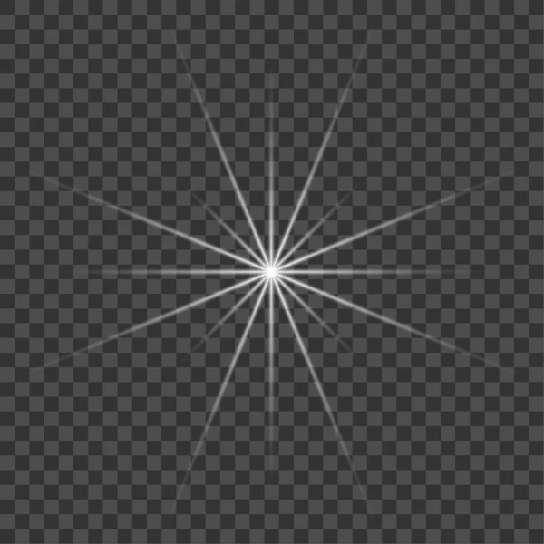 Λευκό όμορφο φως εκρήγνυται με μια διαφανή έκρηξη. Διάνυσμα, φωτεινή απεικόνιση για τέλειο αποτέλεσμα με λάμψη. Λαμπρό αστέρι. Διαφανής λάμψη της στιλπνότητας, φωτεινή λάμψη. — Διανυσματικό Αρχείο