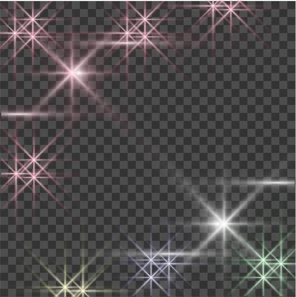 Vecteur éclats lumineux avec des étincelles sur fond transparent . — Image vectorielle