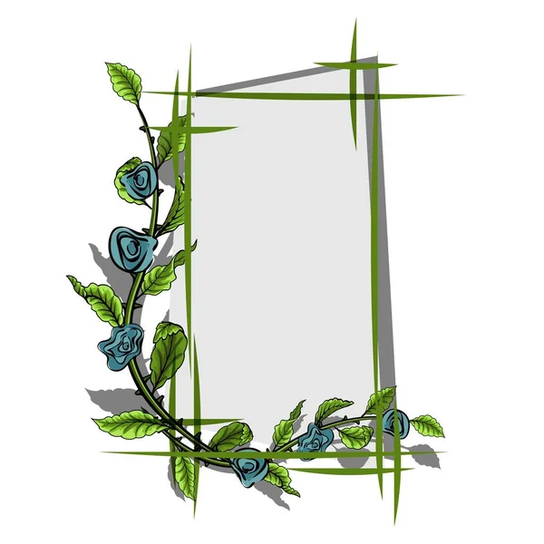 Rahmen mit grünen Blättern und Rosen zum Aufstellen des Schriftzugs. — Stockvektor
