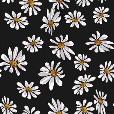 Papatya çiçekleri dikişsiz desen vektör illüstrasyon