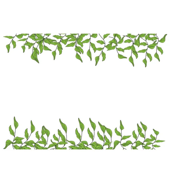 Cornice con foglie verdi illustrazione vettoriale eps 10 . — Vettoriale Stock