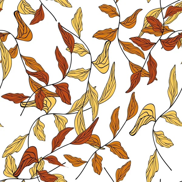 Ветви с нарисованными листьями векторные иллюстрации eps 10 . — стоковый вектор