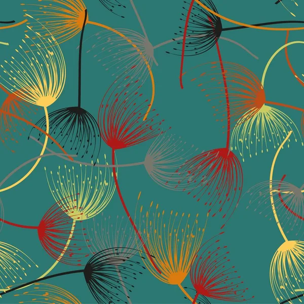 Seamless pattern. Flying of dandelion seeds. Stylish repeating texture. Vector.