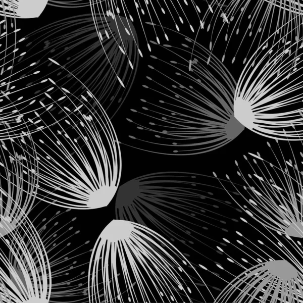 Patrón sin costuras. Flying of dandelion seeds. Textura repetitiva con estilo. vector . — Vector de stock