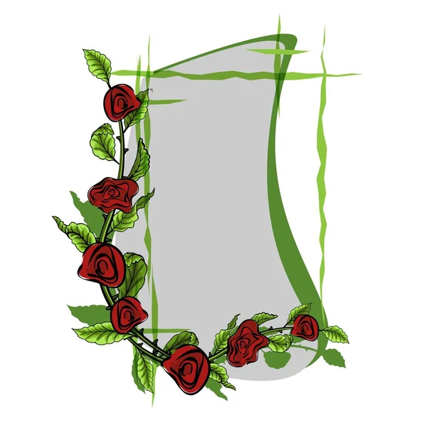 Рамка с зелеными листьями и розами для размещения букв . — стоковый вектор