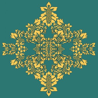 Altın damask kartı ile modern soyut düğün şablonu,