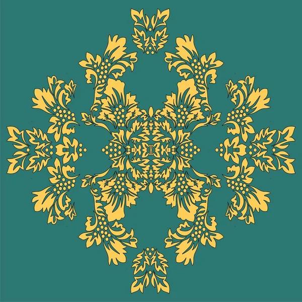 Altın damask kartı ile modern soyut düğün şablonu.