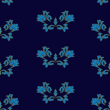 Mavi zeminde retro soyut. Mavi soyut arka plan. Vektör dikişsiz desen.