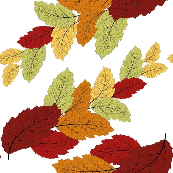 Φθινοπωρινά φύλλα χωρίς ραφές σε όμορφο στυλ. Χωρίς ραφή μοτίβο φύλλων. — Διανυσματικό Αρχείο