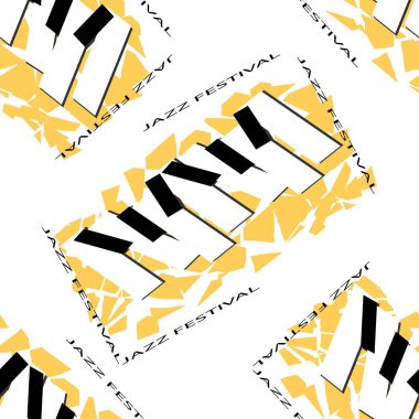 Caz müzik festivali ile soyut broşür şablonu. Müzik festivali. Caz konser vektör el ilanı. Dikişsiz desen.