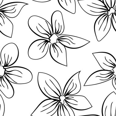 Vektör dikişsiz vintage çiçek deseni. Siyah tasarım elemanı. Arka plan dekorasyonu. Çiçek arka plan.