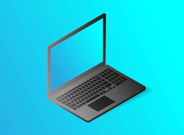 Düz isometrik illüstrasyon vektörü. Masaüstü bilgisayar monitörü.Bilgisayar 3d tarzında. Yalıtılmış vektör nesneleri.